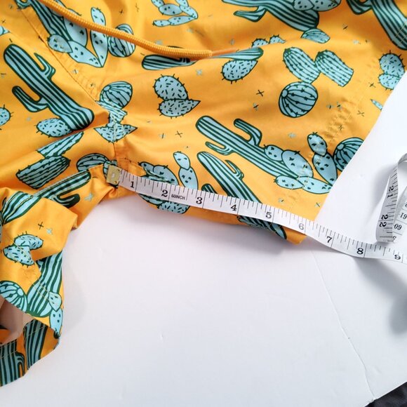 George Mens Cactus Print Swim Shorts Yellow Green Size M - Picture 7 of 8